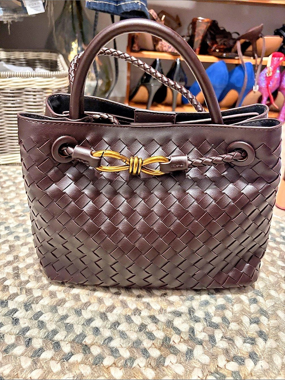 Woven Tote in Brown Like New